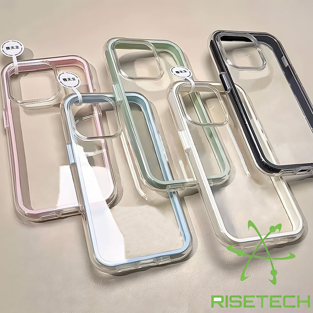 Capa 2 Em 1 Capinha Para IPhone 13 11 12 14 15 16 17 Air Pro Max Normal Transparente Acrílico Ins Anti-Impacto