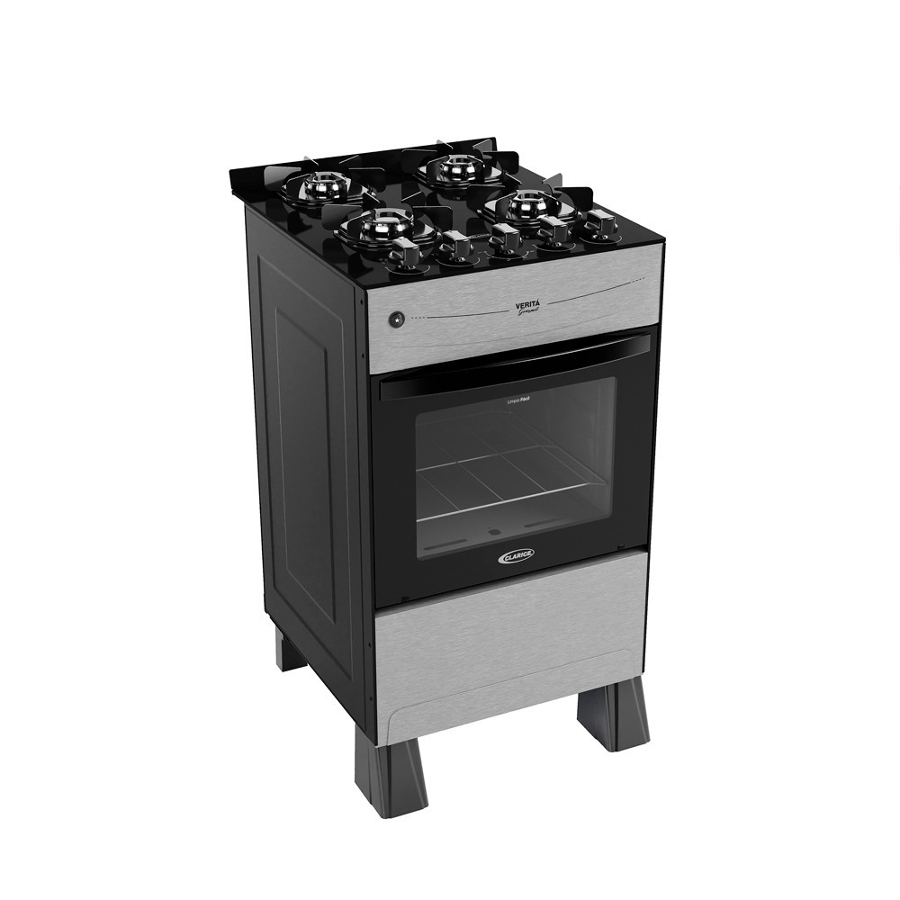 Fogão a Gás Verita Gourmet 4 Bocas Mesa de Vidro Forno 52 Litros Clarice