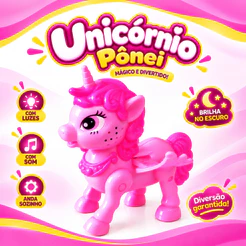 Unicórnio Infantil Brinquedo Interativo com Luz Som Movimento e Asas