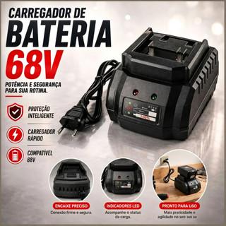 Carregador De Bateria De 68V Compatível Com Ferramentas Makita Design Compacto.