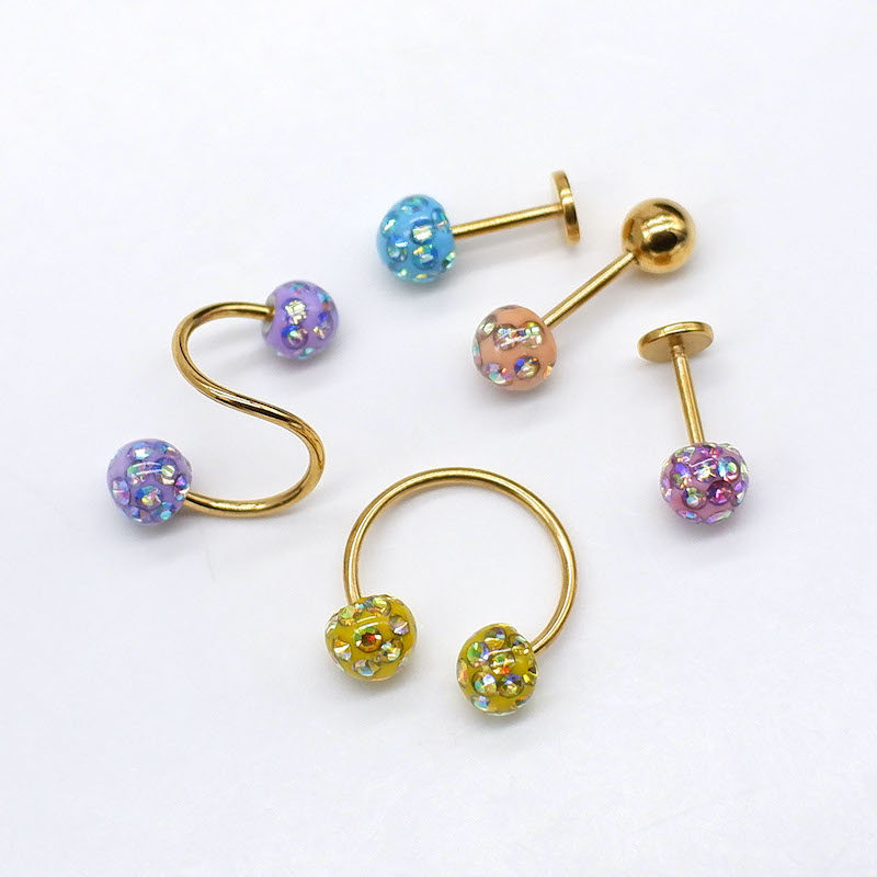Aço de titânio colorido cheio de diamante dourado brincos de fundo plano brincos de agulha fina brincos pequenos brincos