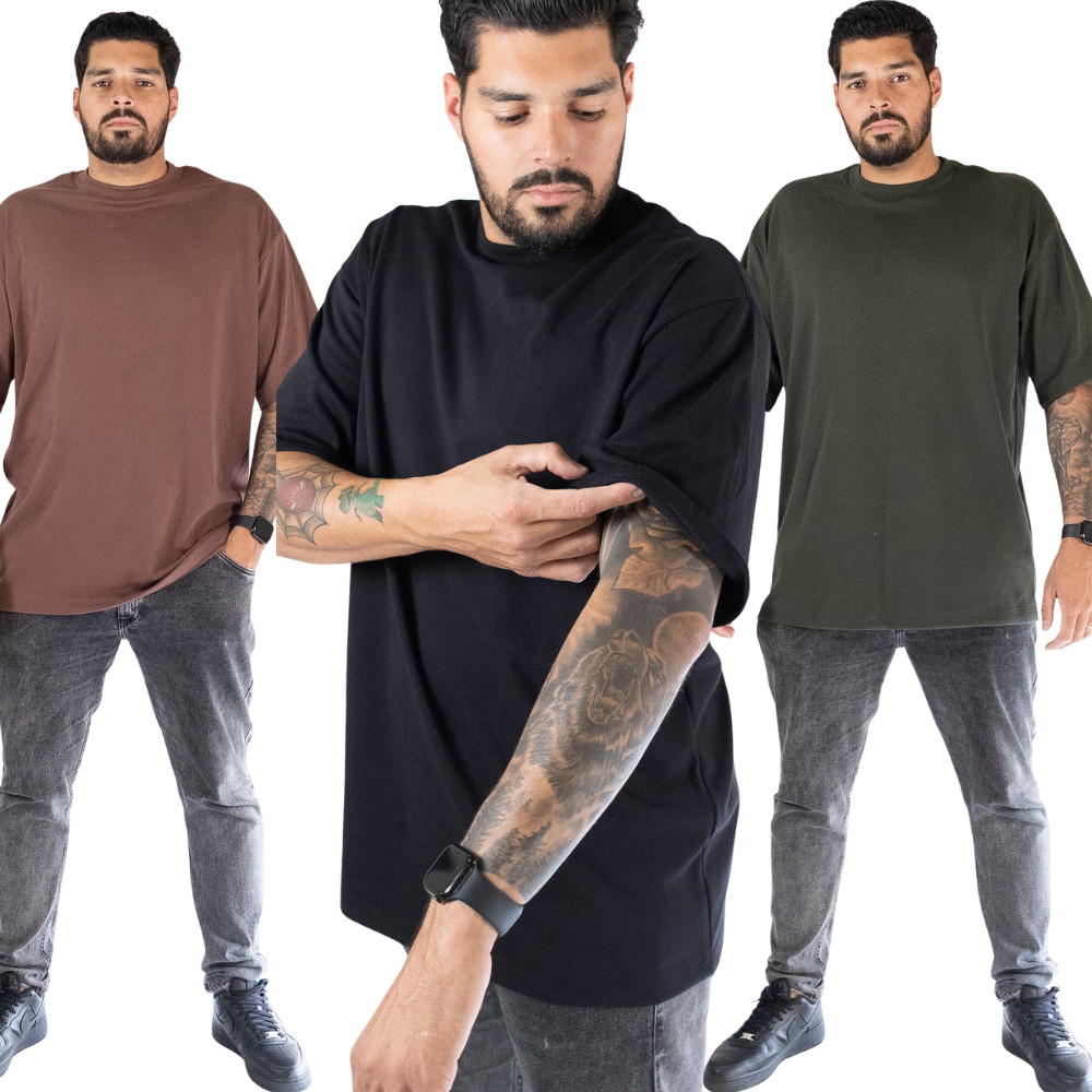 Kit 3 Camisetas Oversized Masculina 100% Algodão Premium 280g Treino Casual Streetwear Básica