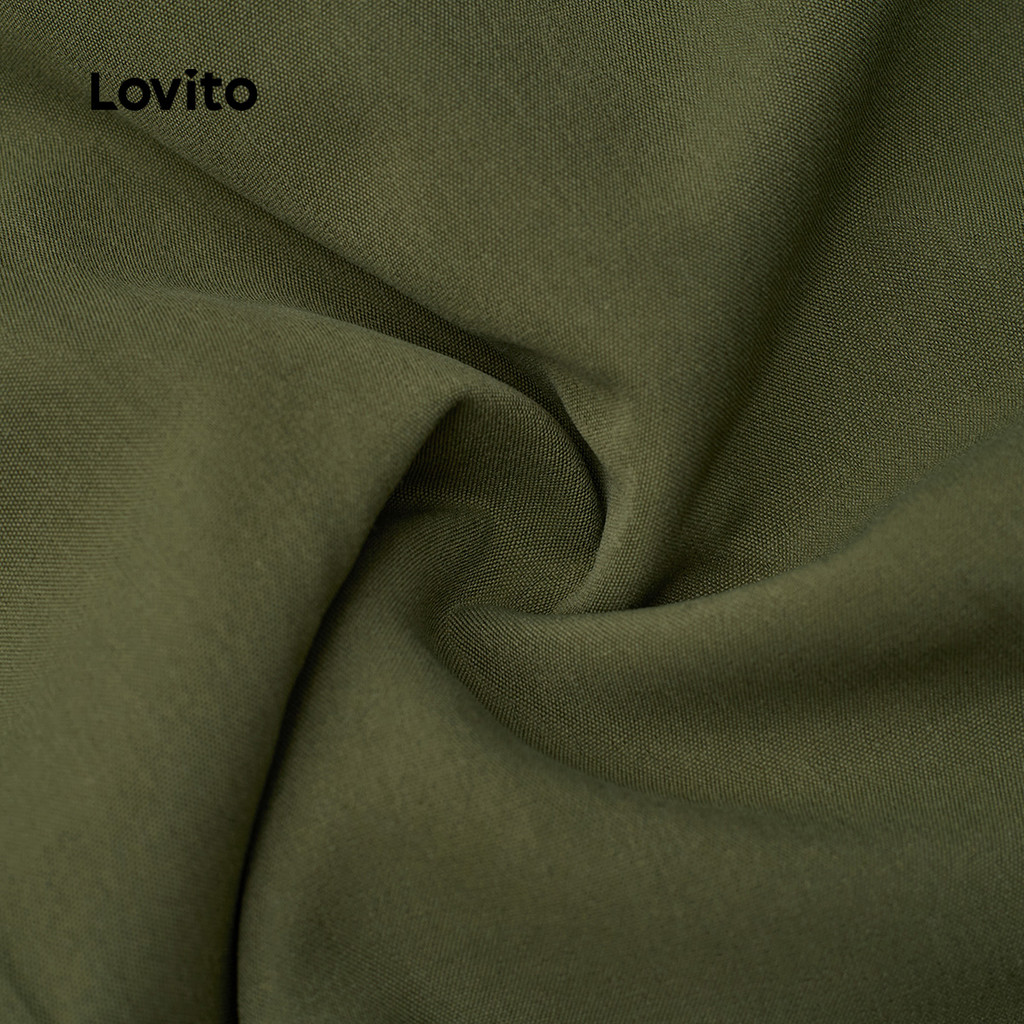 (New Arrival) Lovito Vestido Feminino Casual Mini evasê Com Bolsos E botões Verde Escuro primavera/verão Fim De Semana DRB204P1D300 — imagem 2 de 2