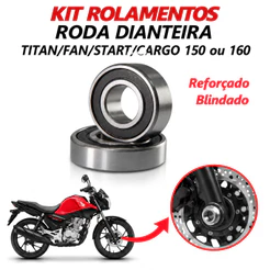 Kit Rolamentos Roda Dianteira Raio ou rodão Moto Honda Titan Fan Start Mix 150 160 Premium Blindado