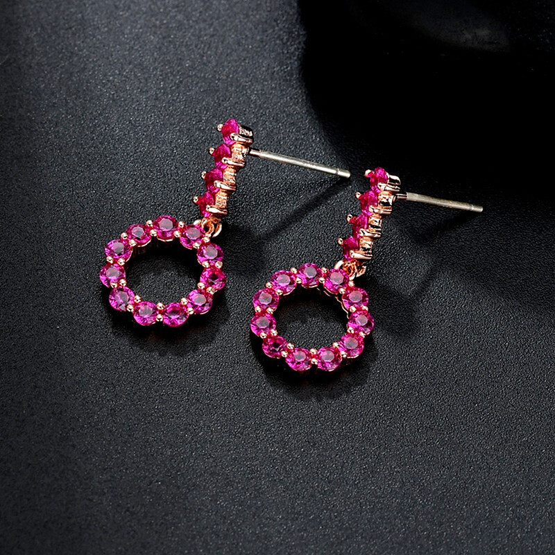 Versão coreana brincos redondos simples grau AAA zircônio diamante incrustado brincos S925 brincos de prata esterlina br