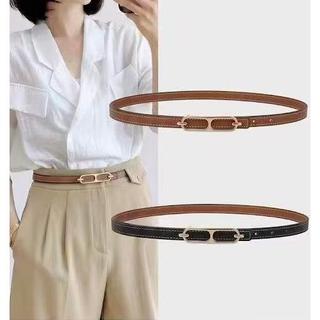 Cinto feminino fino de dupla face, fivela metálica,minimalista luxuoso, acessório reversível versátil