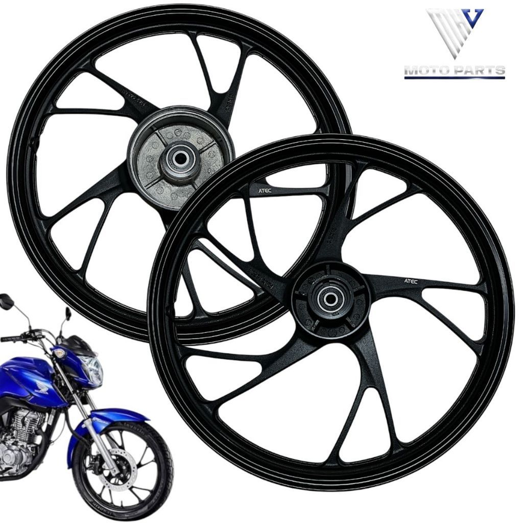 Par De Roda Rodão Liga Leve Pé De Galinha Honda Cg Titan 150 04/13 Freio A Disco