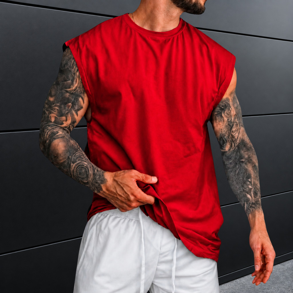 Regata Machão Oversized  Lisa 100% Algodão Camiseta Cavada Musculação Streetwear Treino Academia