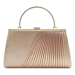 Bolsa Clutch Feminina Bolsa Festa Feminina Clutch Brilho Luxo Elegante Alça de Mão Metálica Fechamento Fivela