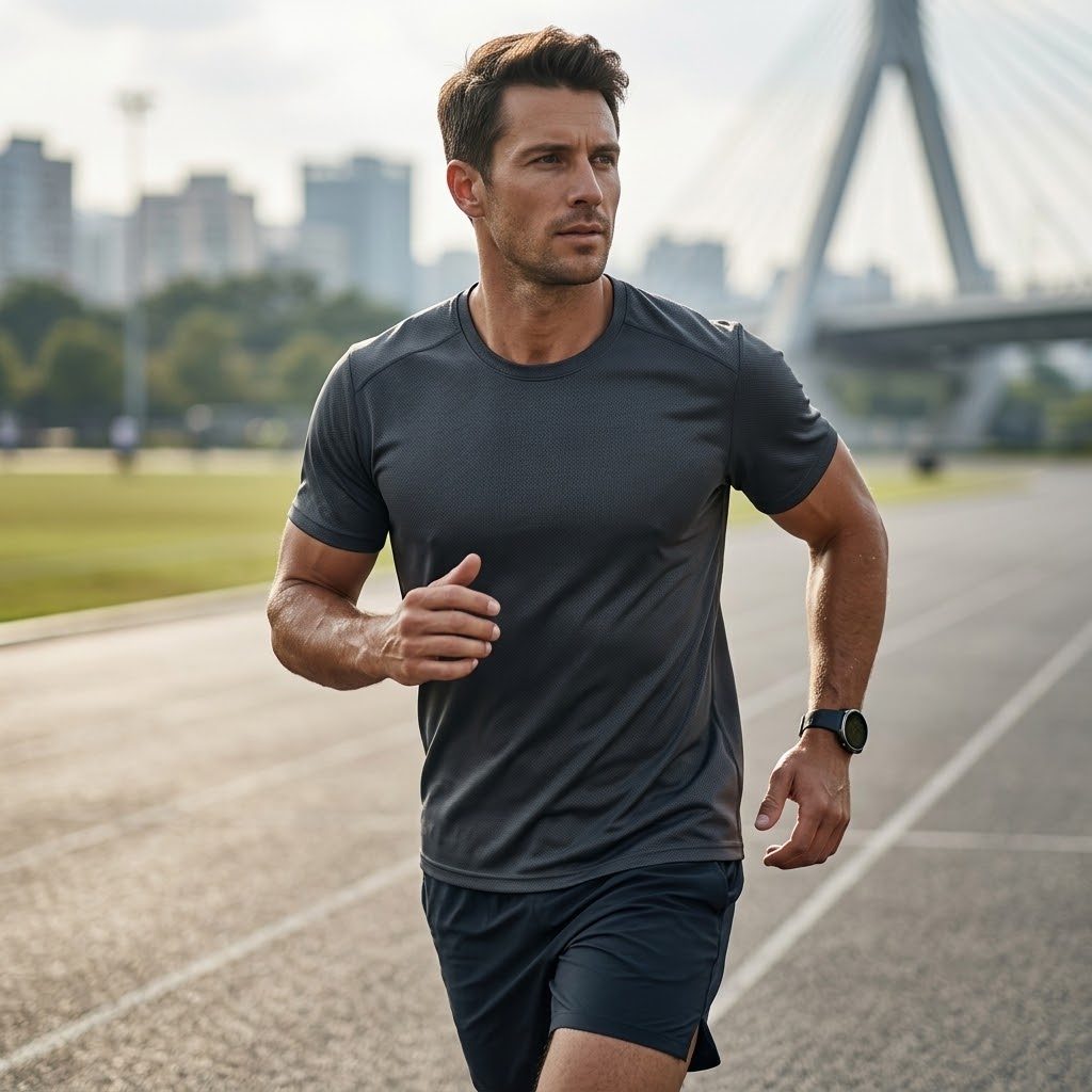 Camiseta Dry Fit Cinza Chumbo Masculina Proteção UV Academia Running Fitness
