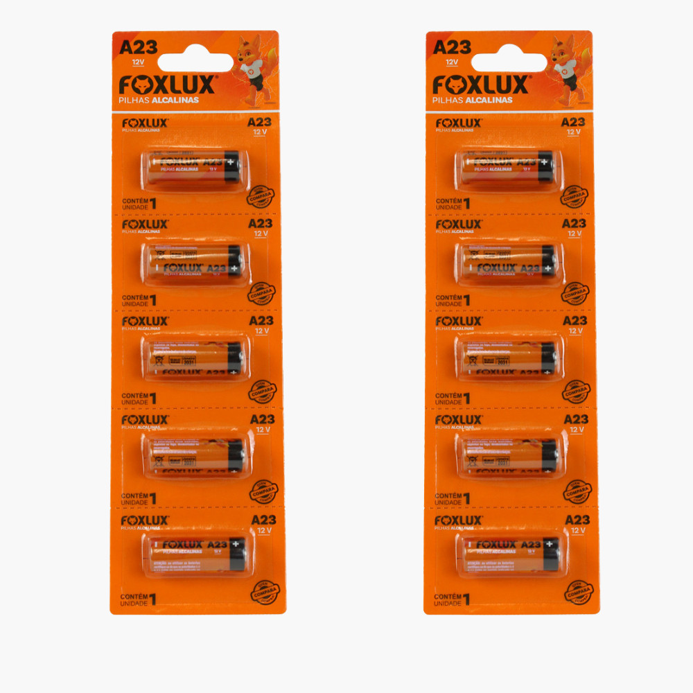 Pilha Bateria 12V A23 MN21 Foxlux Alcalina Kit com 10