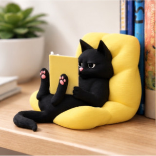 Suporte de Livros Gato Leitor 3D  Bibliocanto Criativo  Decoração Geek para Estante