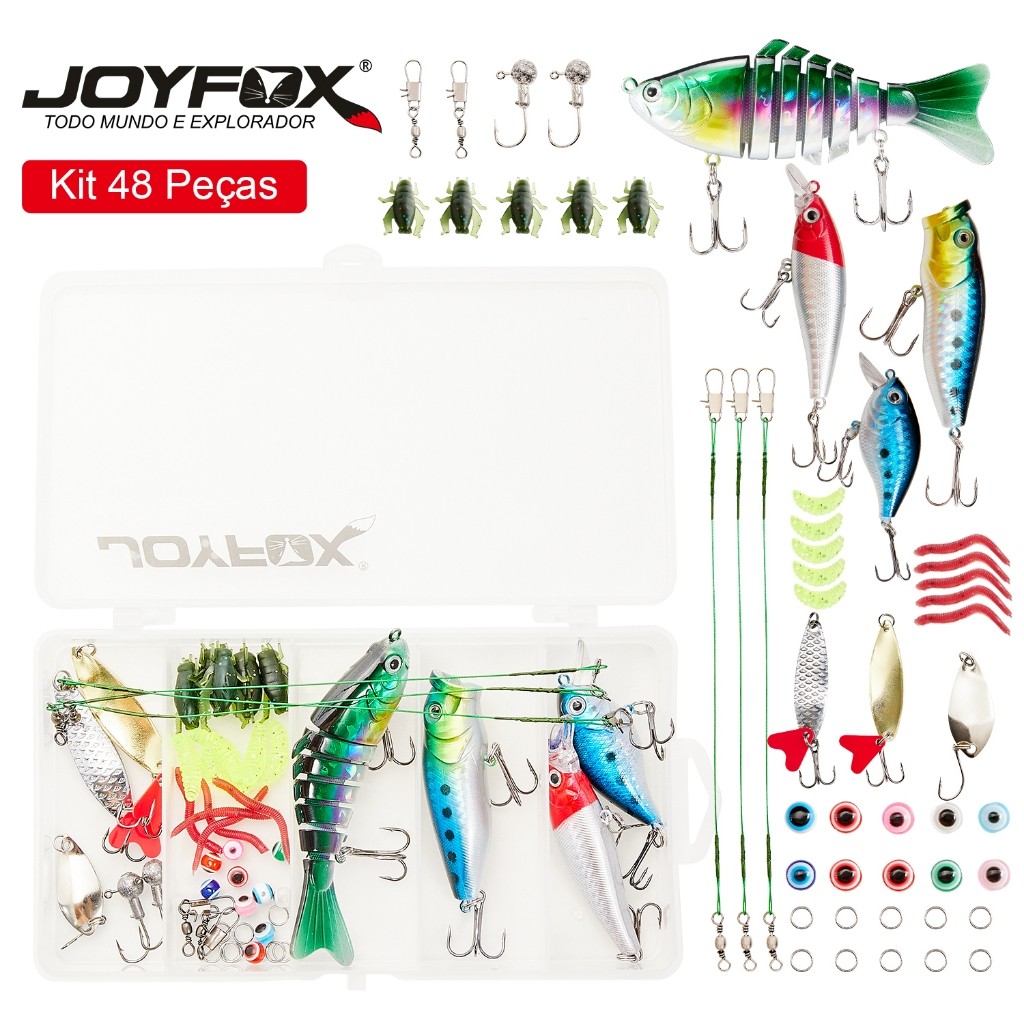 Kit De Iscas Artificiais De Pesca JOYFOX 48 Peças Com Estojo Articulada Sapo Colher — imagem 2 de 2