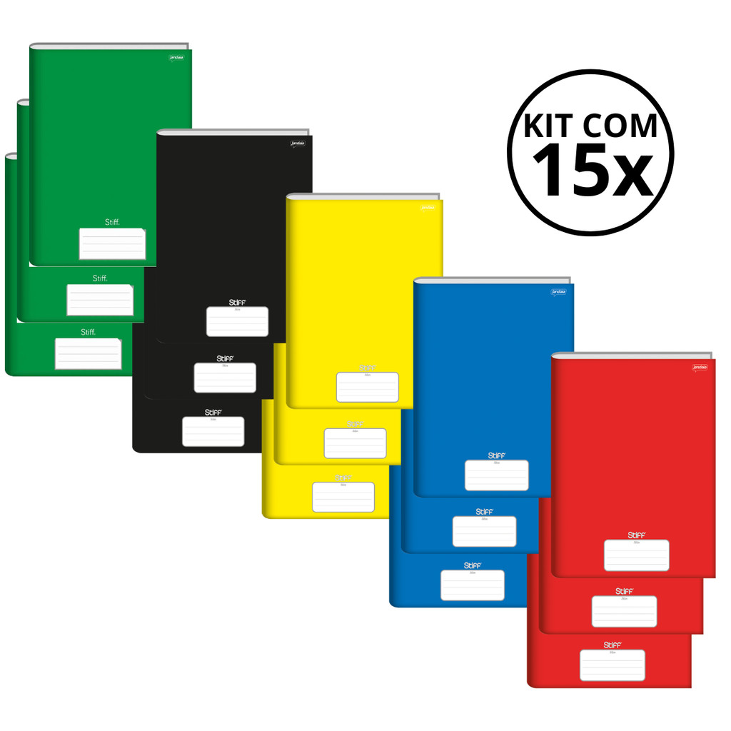 Kit Com 15 Caderno Brochura 80 Fls Pautado Capa Dura - Stiff