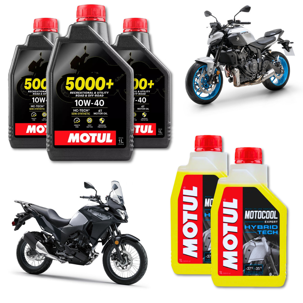 KIT TROCA ÓLEO MOTO 3 MOTUL 5000+ 10W40 4T + 2 MOTOCOOL YAMAHA MT07