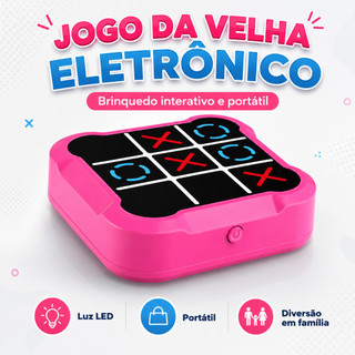 Jogo Da Velha Digital Eletrônico 4 Em 1 Recarregável Usb Led Educativo Interativo Portátil Memoria Brinquedo