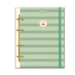 Caderno Argolado Colegial 80fls Cherry Lovers - CADERSIL Capa:Listrado Verde