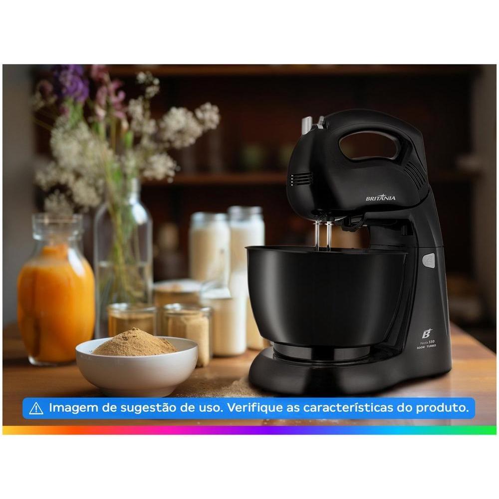 Batedeira Britânia Preta 500W 4 Velocidades 4,3L Pérola 550 — imagem 2 de 2