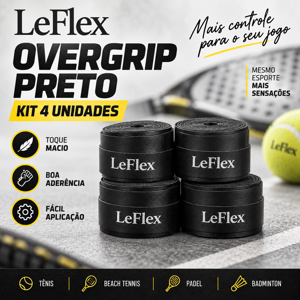 Kit 4x Overgrip Fita Premium Cabo Raquete Beach Tenis Tennis Padel Badminton Confort Grip Seco