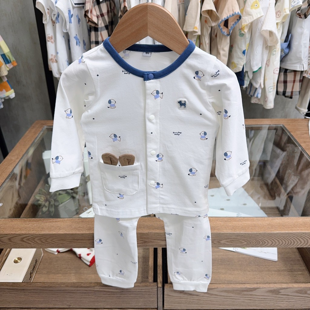 Roupas infantis coreanas 25 outono novo estilo crianças macio bonito dos desenhos animados filhote de cachorro impressão