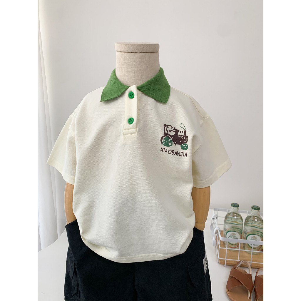 Verão dos desenhos animados crianças camisa POLO manga curta 2026 novo estilo menino impresso All-Match camiseta médio p