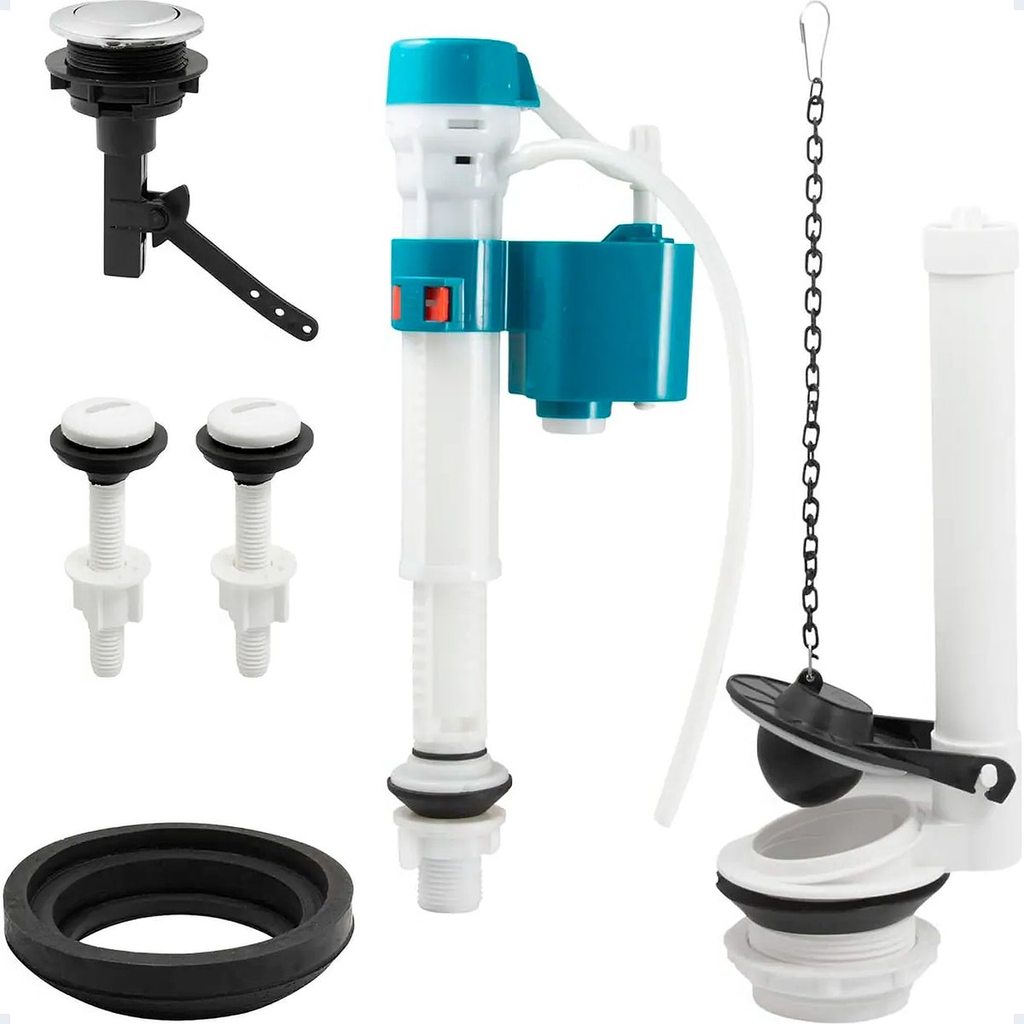 Kit Reparo de Caixa Acoplada Universal Válvula de Descarga para Vaso Sanitário Mecanismo com Botão