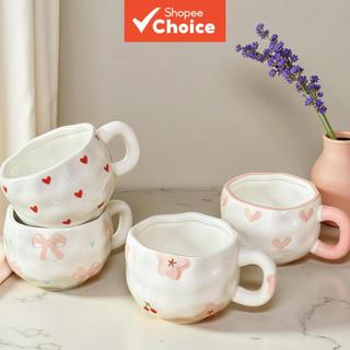 Conjunto De Caneca E Pires De Cerâmica Com Arco Pintado À Mão , Xícara De Chá De Café Fofa Para Escritório Doméstico