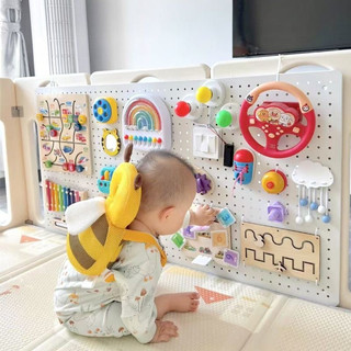Montessori DIY Busy Board Children Parts Wood Toys Training Life Skill Lock Activity Board Accessories Toddlers 1 Year O