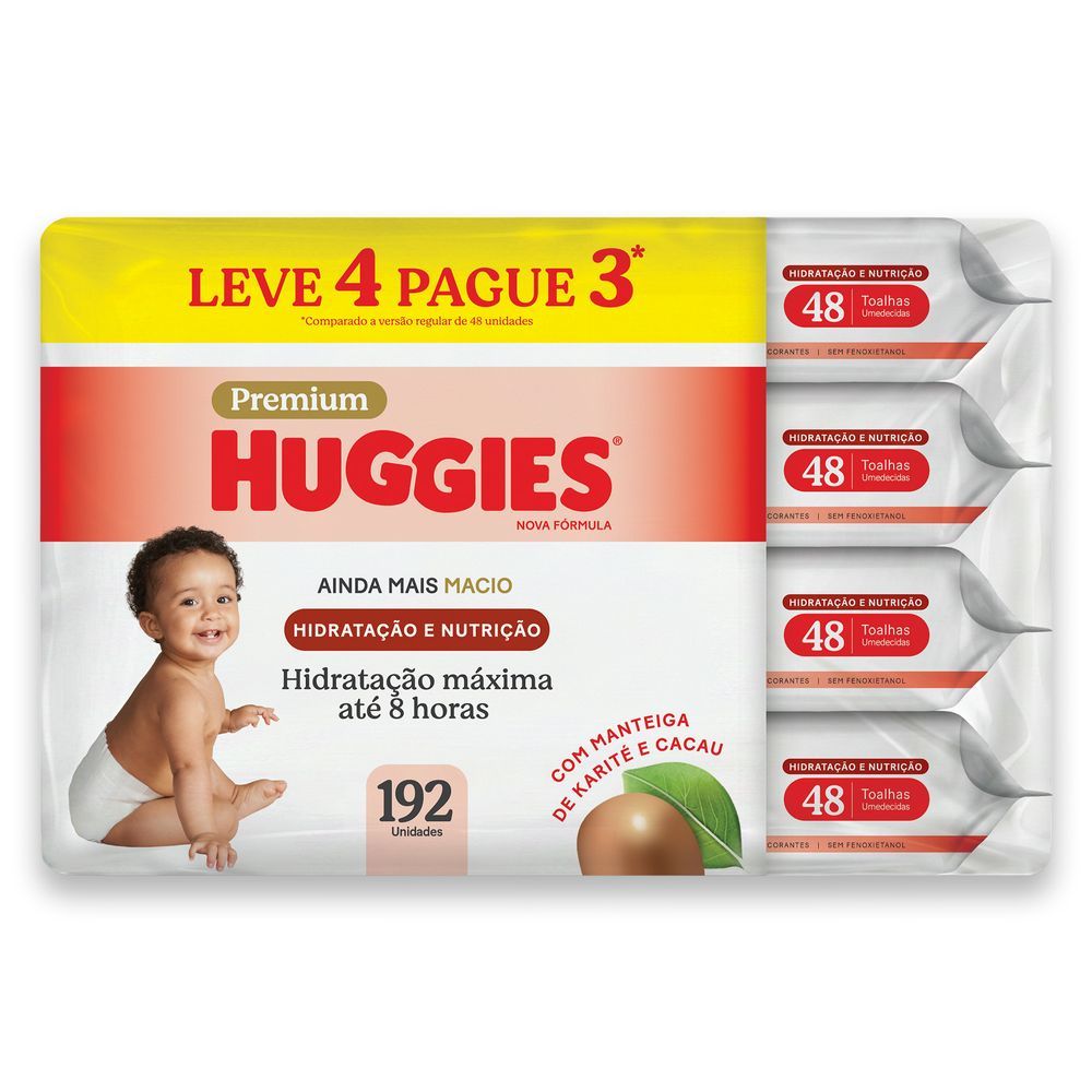 Lenços Huggies Hidratação e Nutrição Contra Assaduras 4x48Un