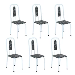 Cadeiras para Sala de Jantar 6 Unidades Lívia Branco/Preto Floral