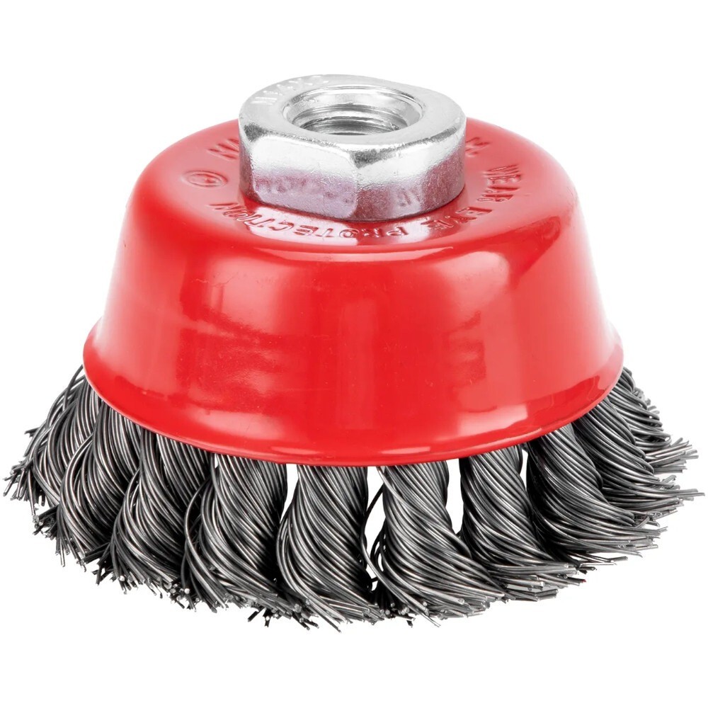 Escova de aço torcida tipo copo 3" com rosca 746249 - MTX
