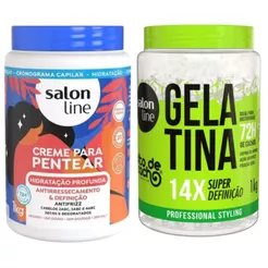 Kit Salon Line Creme para Pentear Hidratação Profunda 1kg + Gelatina Super Definição 1kg