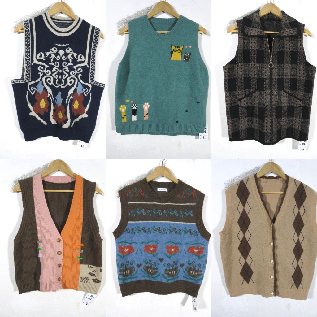 Vintage vintage comércio exterior pulôver Cardigan macio menina dos desenhos animados solto bordado colete infantil cami