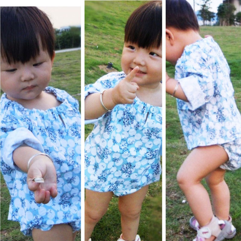 Boa aparência!Francês único bebê menina bebê menina bonito Floral puro algodão manga comprida camiseta triângulo PP calç