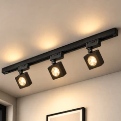 Kit 1m Trilho + 3 Spot Led Quadrada Nobby 10w 2700k Branco Quente 800lm Preto Cod: AVANT-KC-00034 Avant