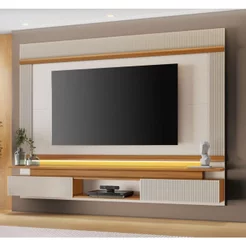 Painel para TV até 75 Polegadas 100% MDF 212,8CMX167,2cm Canelado Branco