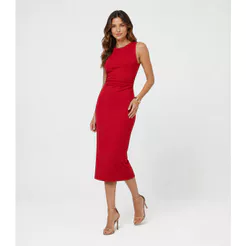 Vestido Midi Em Molicotton Viscose Light Rovitex Vermelho