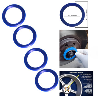 Kit 4 Anel Centralizador Azul para Carros da Linha GM Chevrolet Medida Externa: 73mm Medida Interna: MIXX em Oferta na Shopee