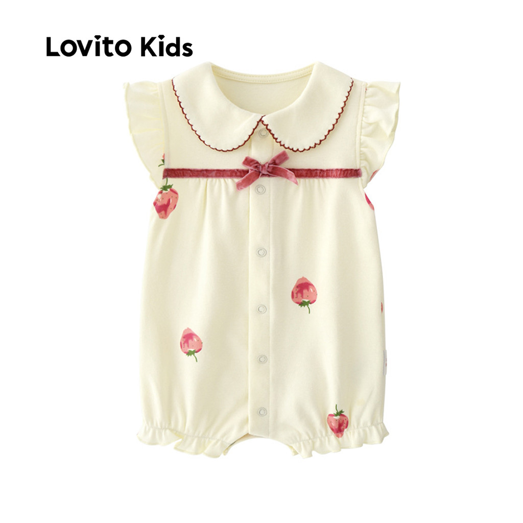 Lovito Kids Body de Cambraia Fofo com Cadarço e Botões para Primavera/verão para bebês LNL119006
