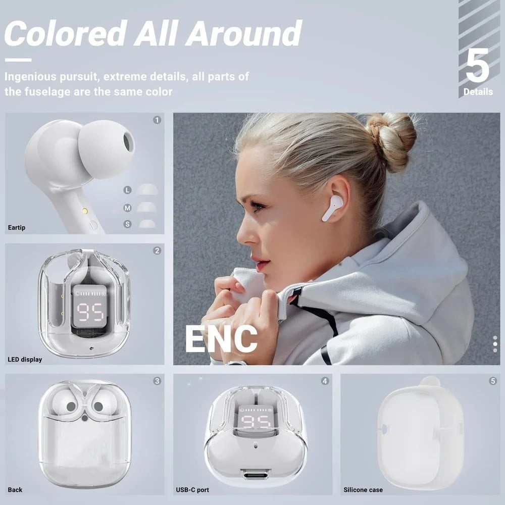 Fone De Ouvido NOVO Ruído Cancelando Earbuds Bluetooth Sem Fio HiFi Stereo Com Carregamento De Visor Digital YIHAN em Oferta na Shopee