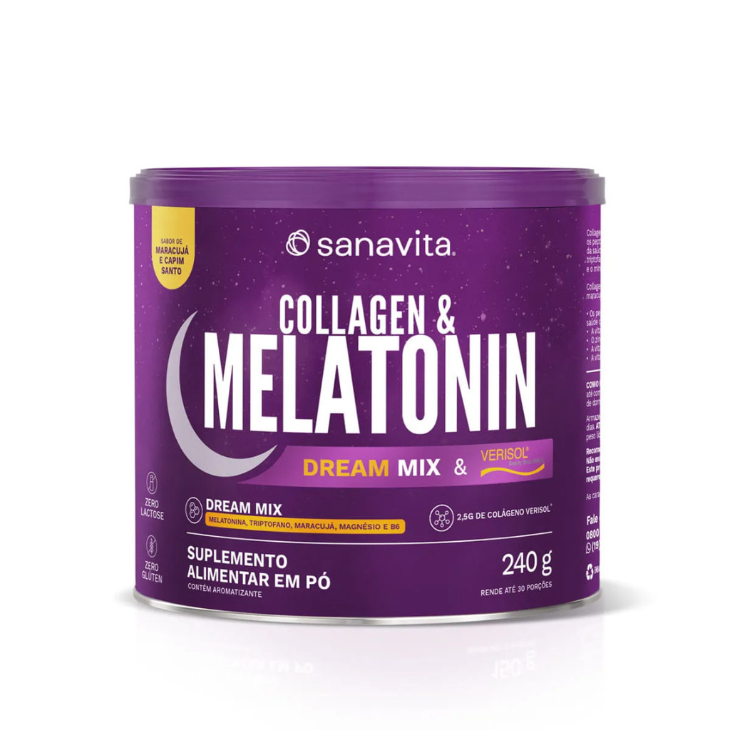 Collagen & Melatonin Dream Mix e Verisol 240g – Colágeno Hidrolisado de Alta Absorção