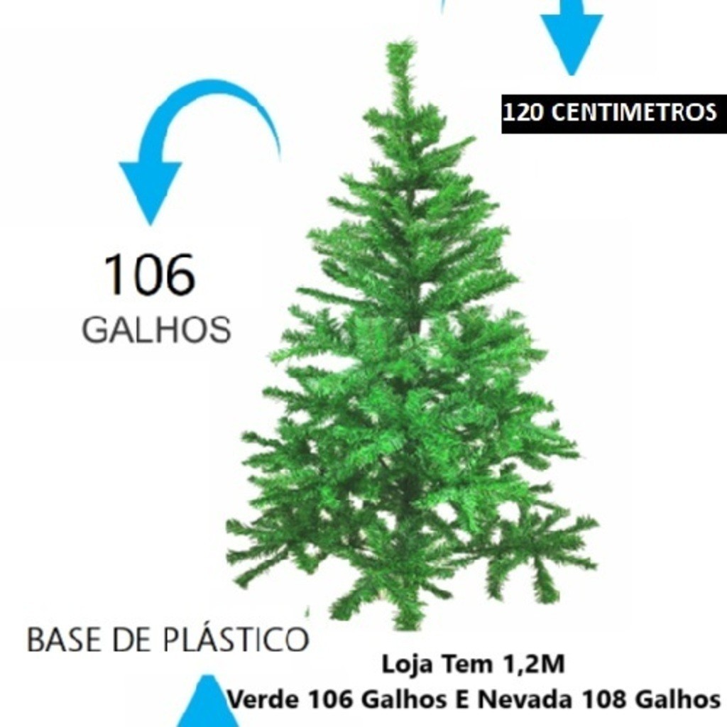Árvore De Natal 1,2M Tradicional E Nevada 108 Galhos Ou Verde 106 Galhos Apoio De Plástico