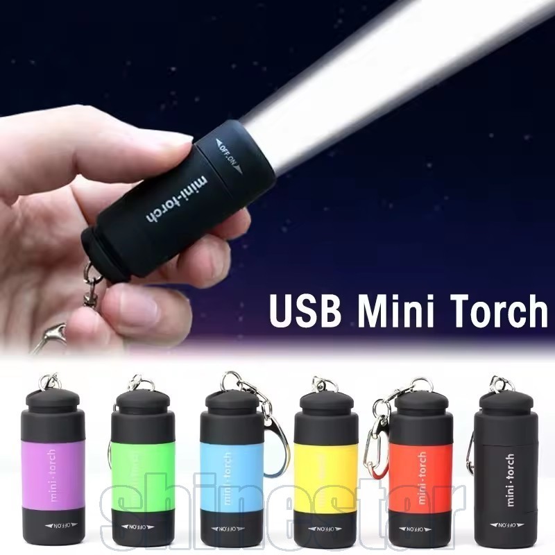 1/2/3 Unidades Mini Lanterna Recarregável USB-Chaveiro De Micro Bolso LED-Tocha De Corrente De Interruptor Rotativo-Acam em Oferta na Shopee