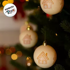 Bolas de Natal - Bege com Ginger Branco/Bege - 8x8cm - 6 unidades - Cromus - Rizzo