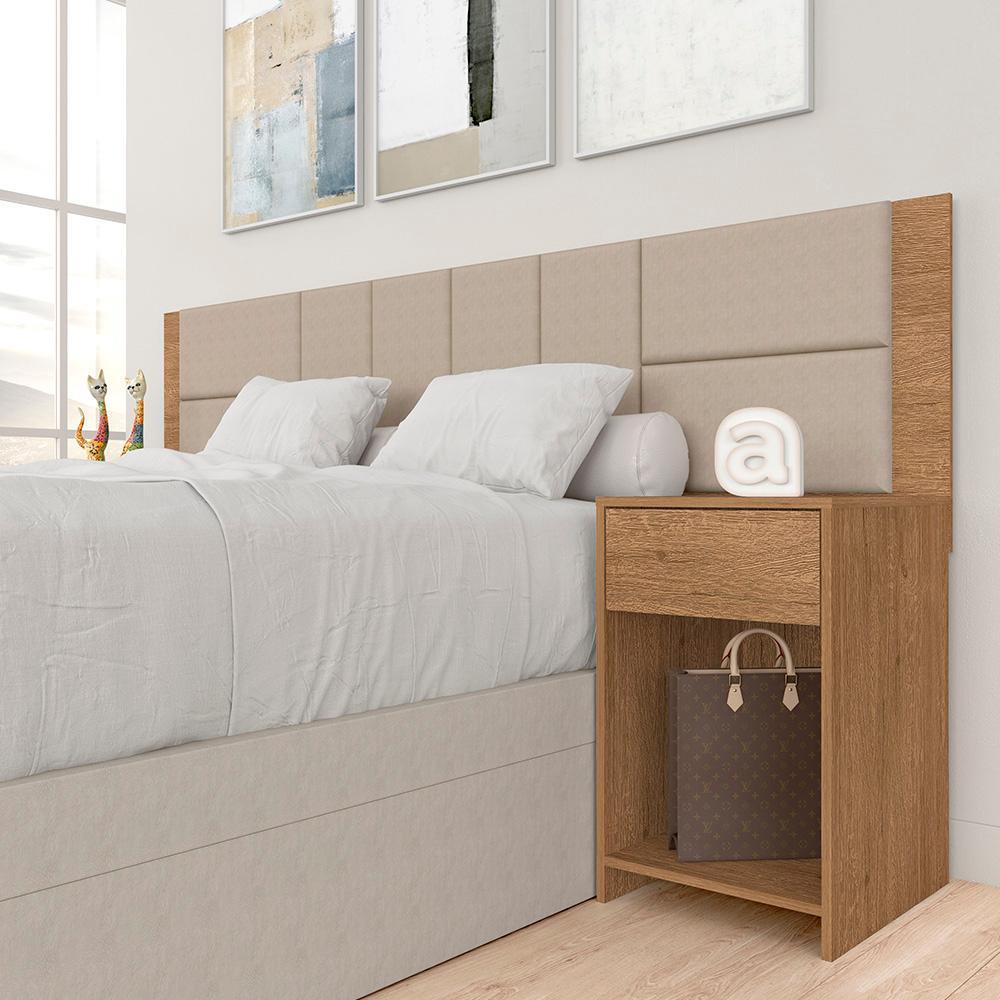 Cabeceira Estofada Para Cama Casal Dubai Carv/bege - M. Arapongas