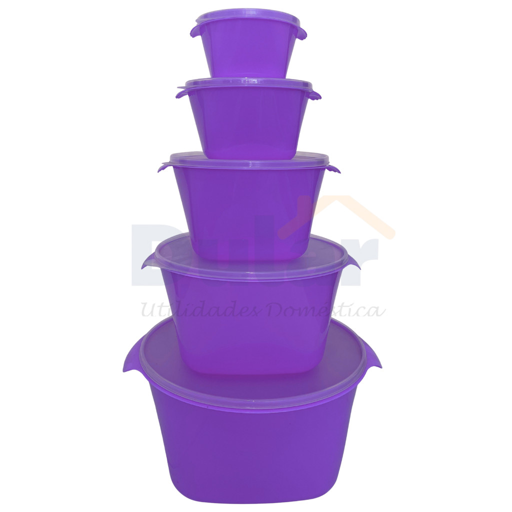 Kit Potes Rubi Lilás Reforçado Multiuso Mantimentos Cozinha Utilidades Variedade de Cores