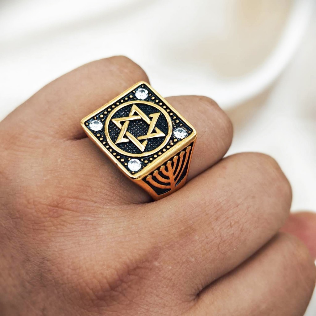 TB Brinquedos Anel Estrela de Davi Dedeira de Moeda Antiga Estrela de Salomão Garantia Eterna na Cor
