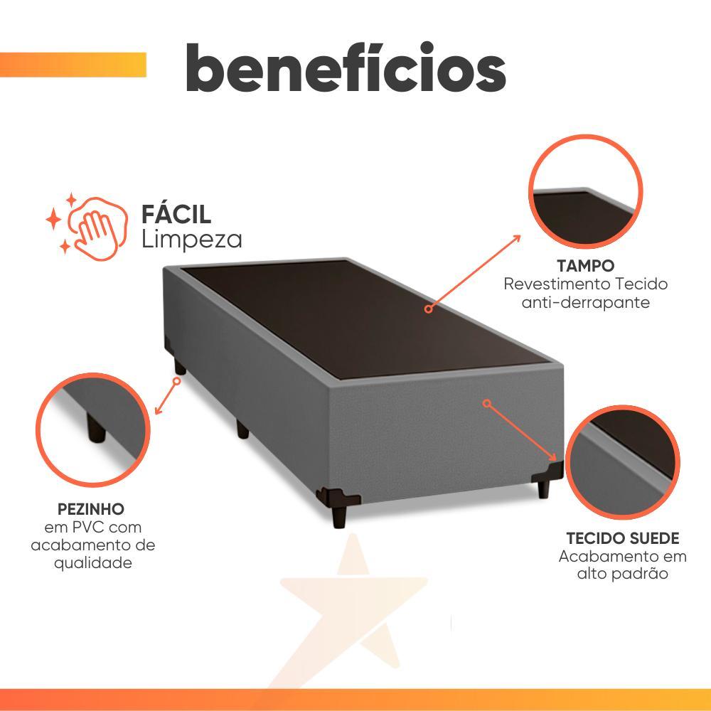 Detalhes do Cama Box 0,79m com 38cm de Altura Prince Suede Cinza