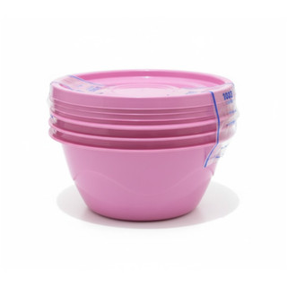 Kit com 3 Potes Redondos Rosa de Plástico 1,2L – Práticos e Empilháveis