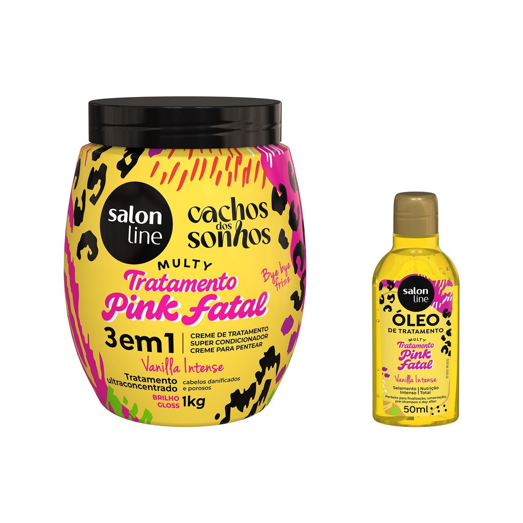 Kit Cachos dos Sonhos Multy Pink Fatal com Creme para Pentear + Óleo de Tratamento em Oferta na Shopee